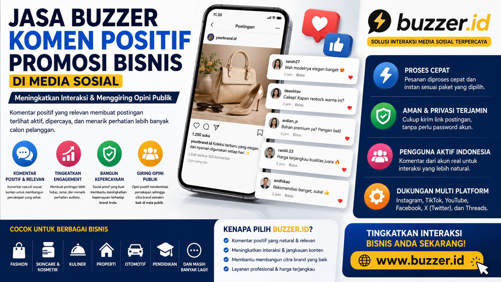 Jasa Buzzer Komen Positif untuk Promosi Bisnis di Media Sosial: Bangun Interaksi dan Persepsi Brand
